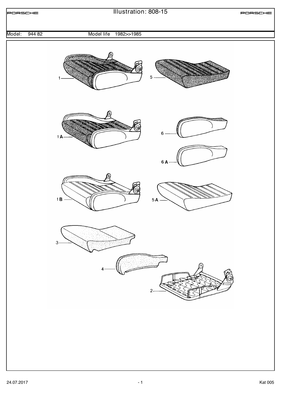 Exploded parts diagram — Sports seat