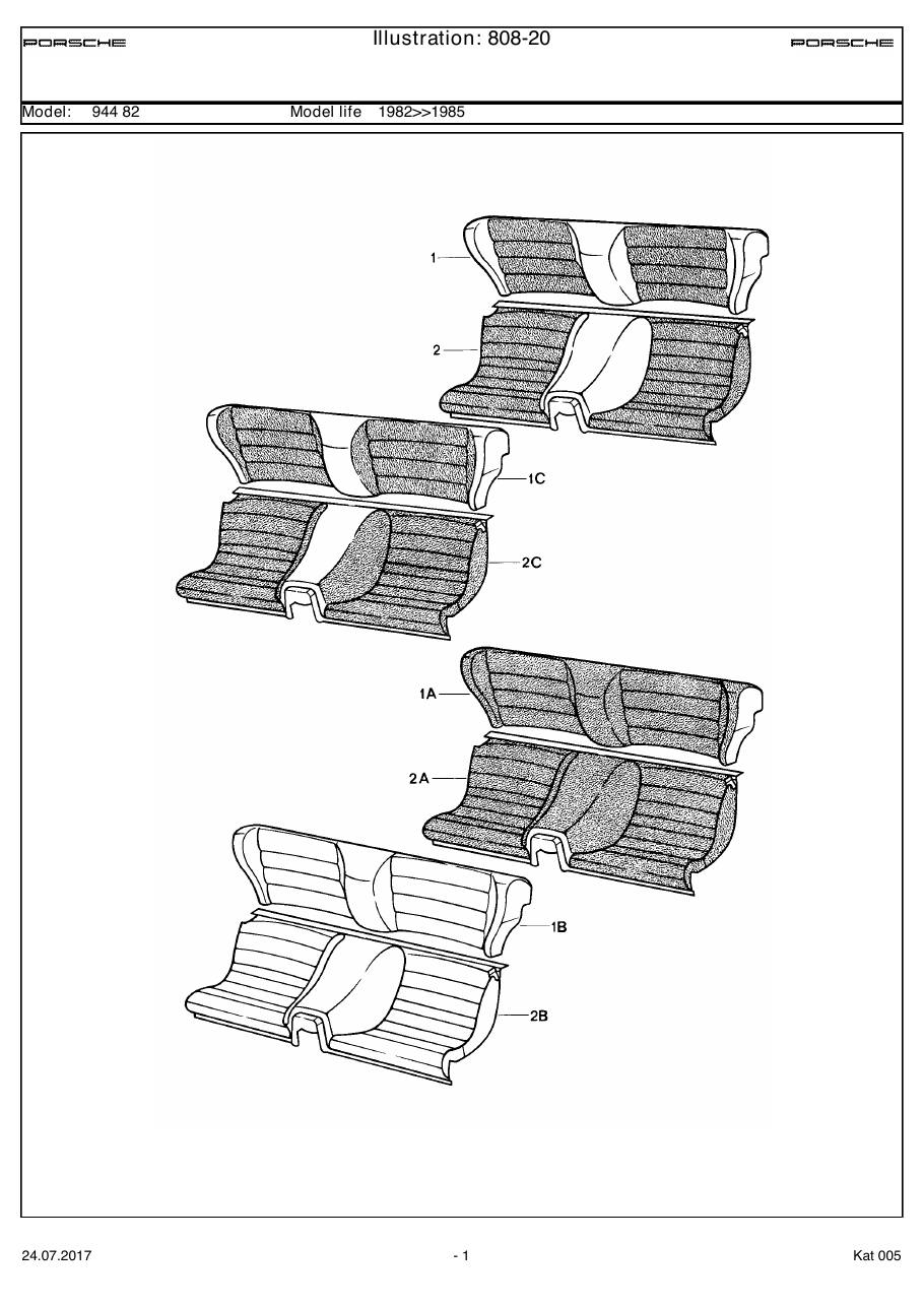 Exploded parts diagram — Back seat