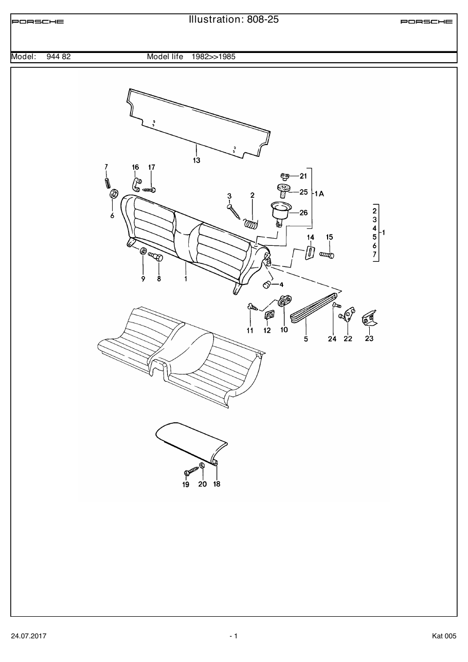 Exploded parts diagram — Back seat