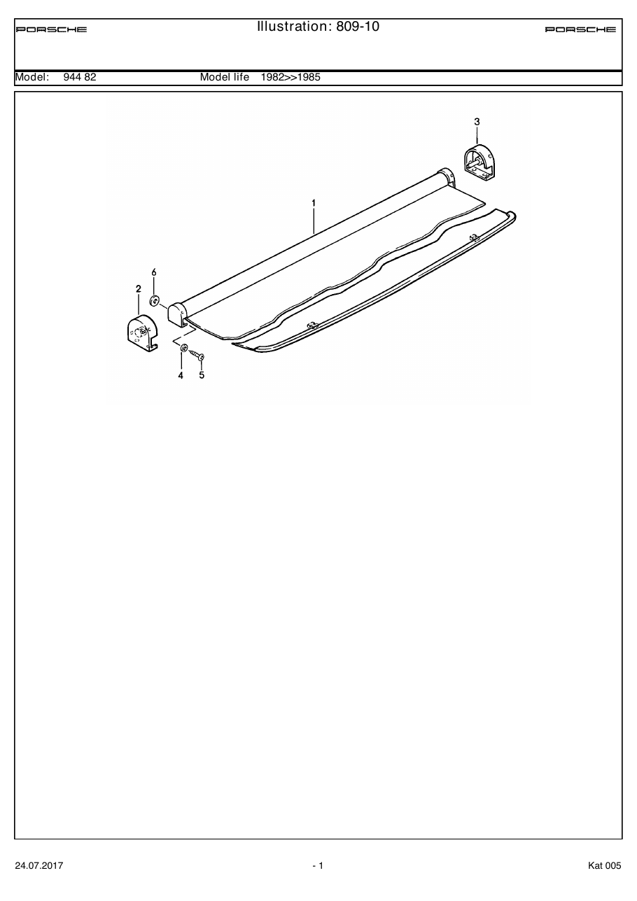 Exploded parts diagram — Luggage compartment cover