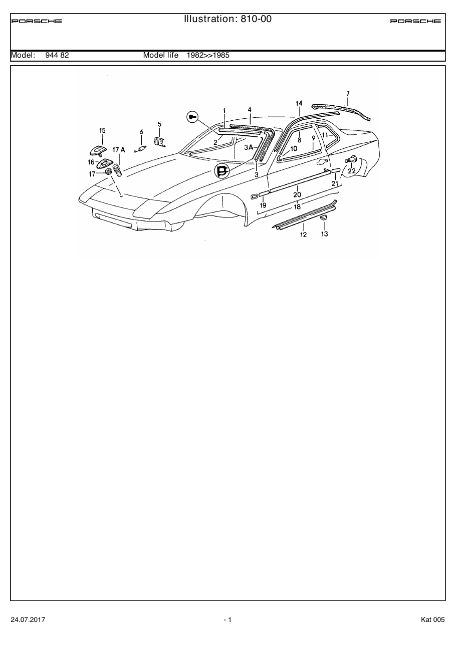 Exploded parts diagram — Trim frame