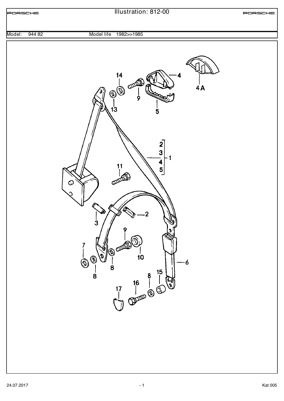 Exploded parts diagram — Seat belt