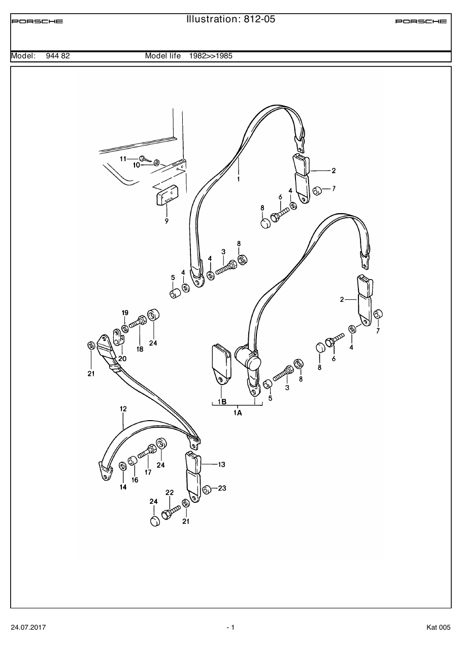 Exploded parts diagram — Seat belt