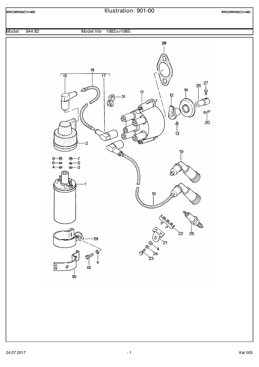 Exploded parts diagram — Engine electrics 1