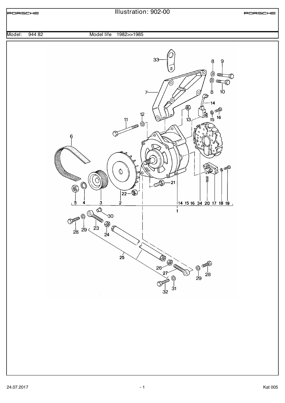 Exploded parts diagram — Generator