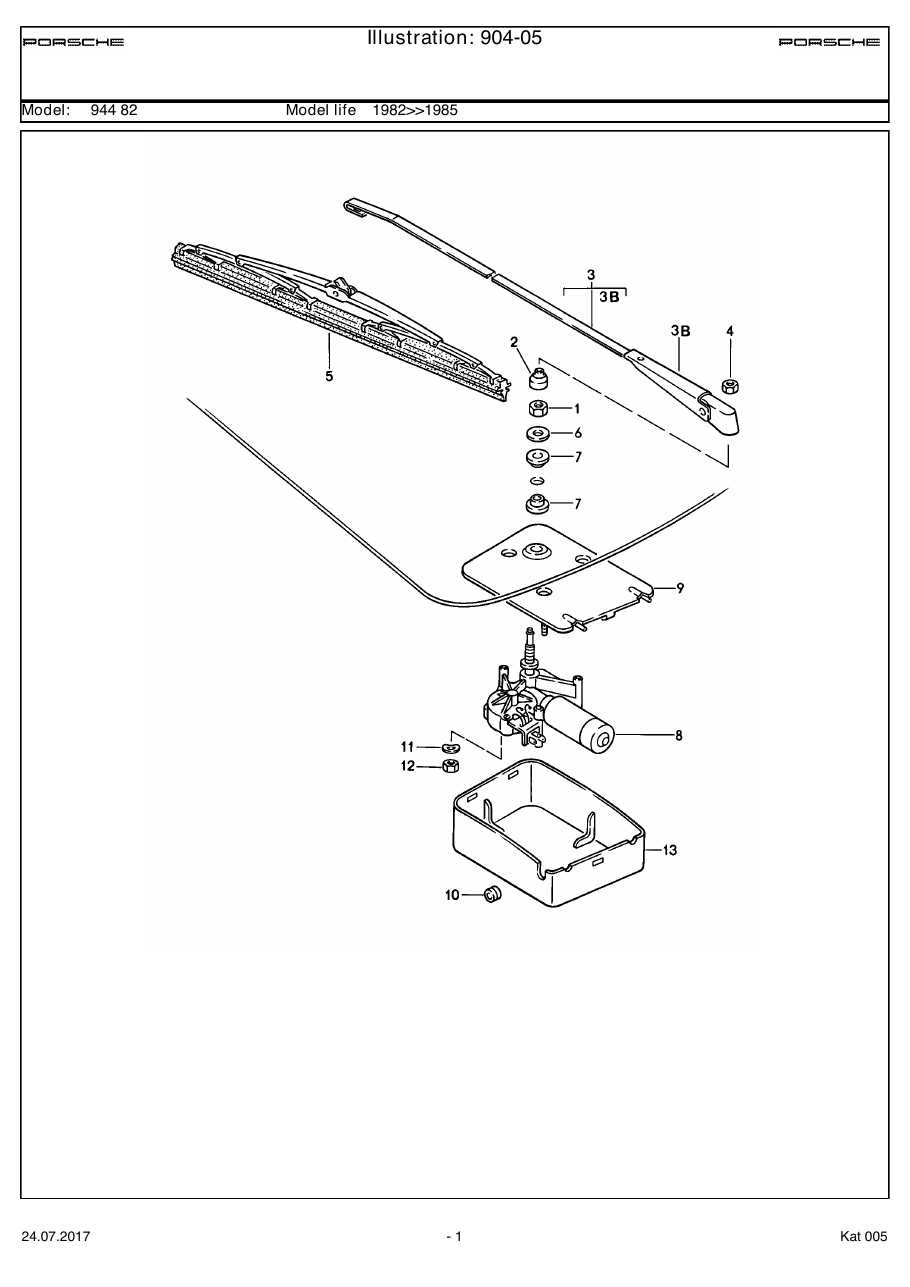 Exploded parts diagram — Rear window wiper