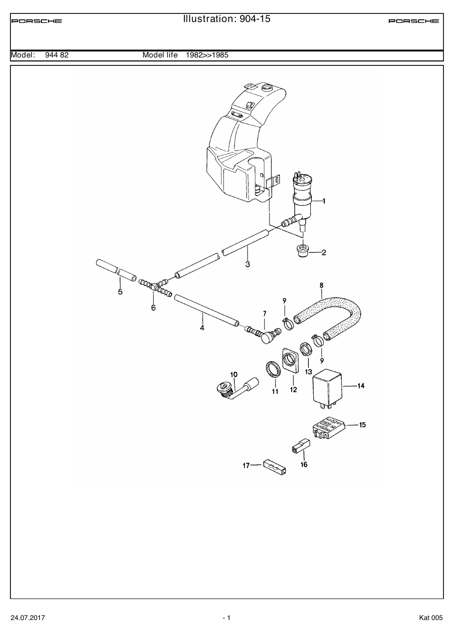 Exploded parts diagram — Headlight washer system
