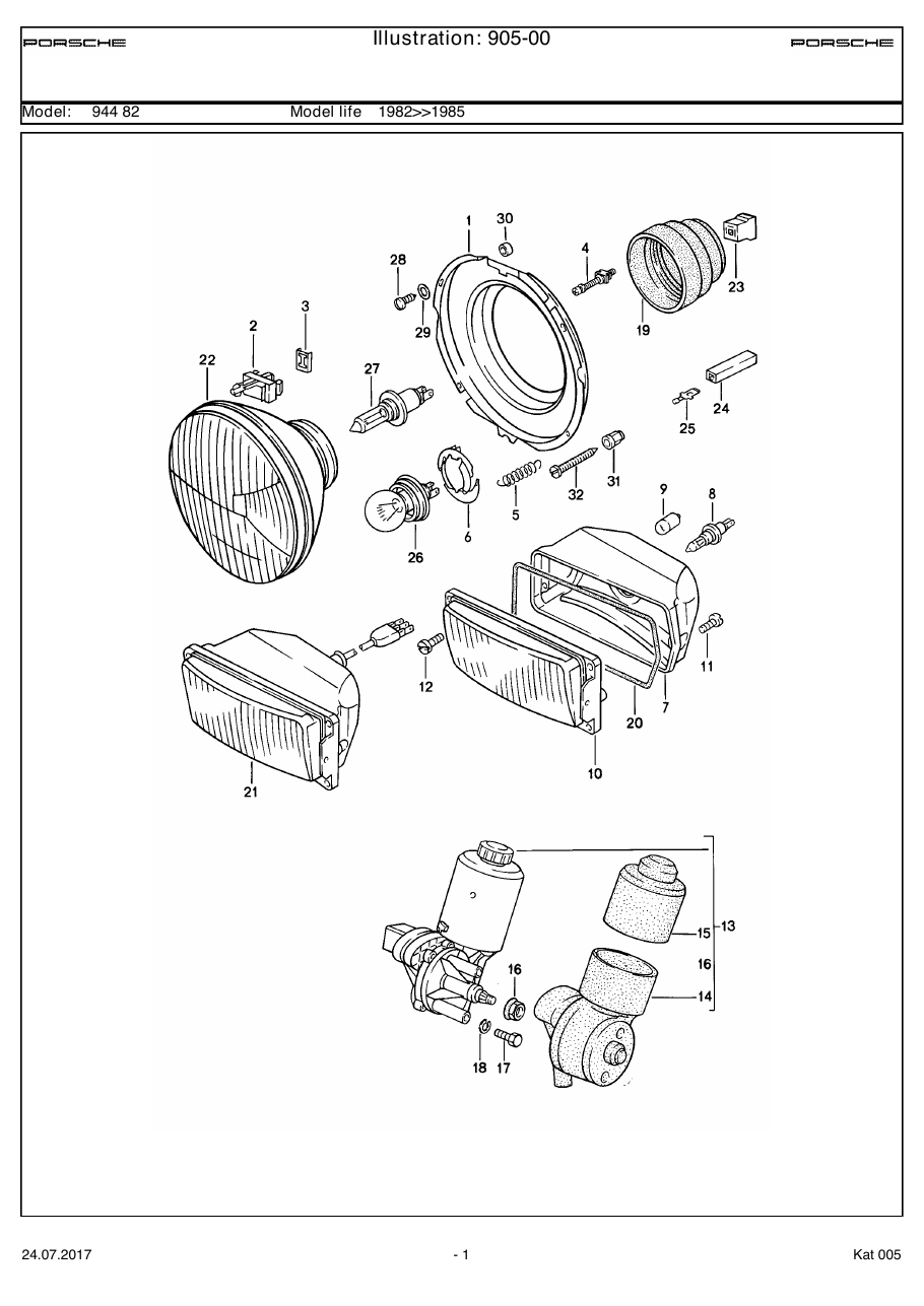 Exploded parts diagram — Headlamp
