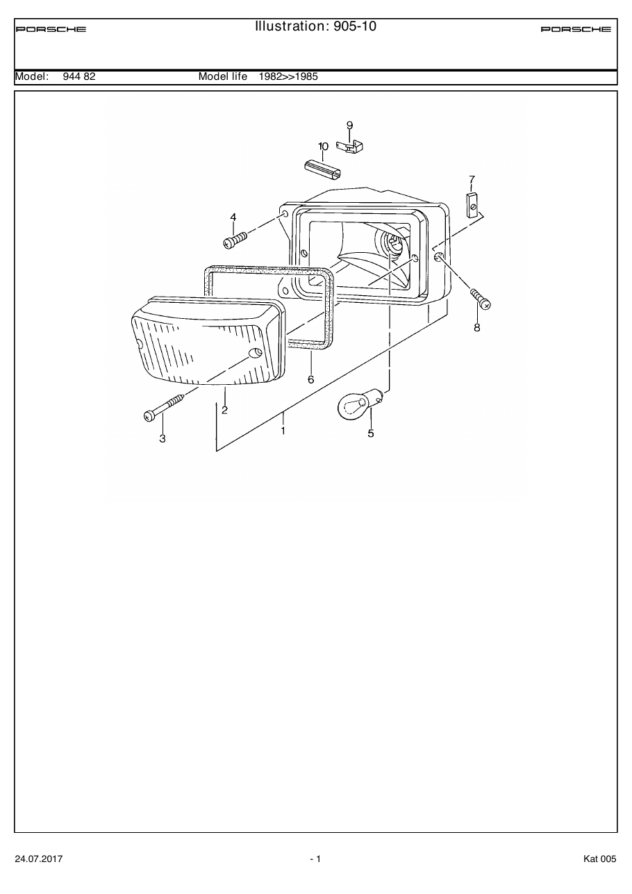 Exploded parts diagram — Direction indicator light