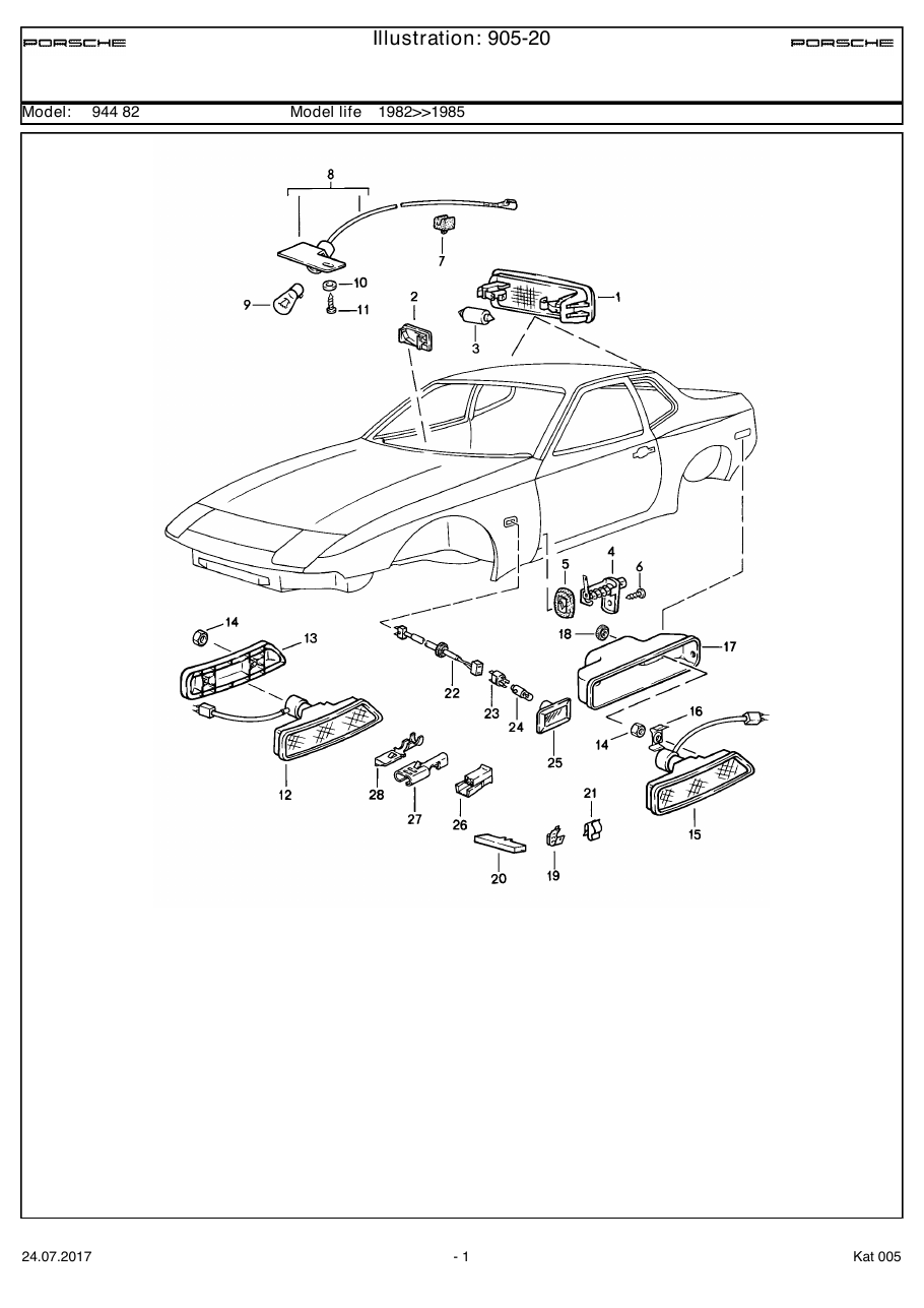 Exploded parts diagram — Interior light