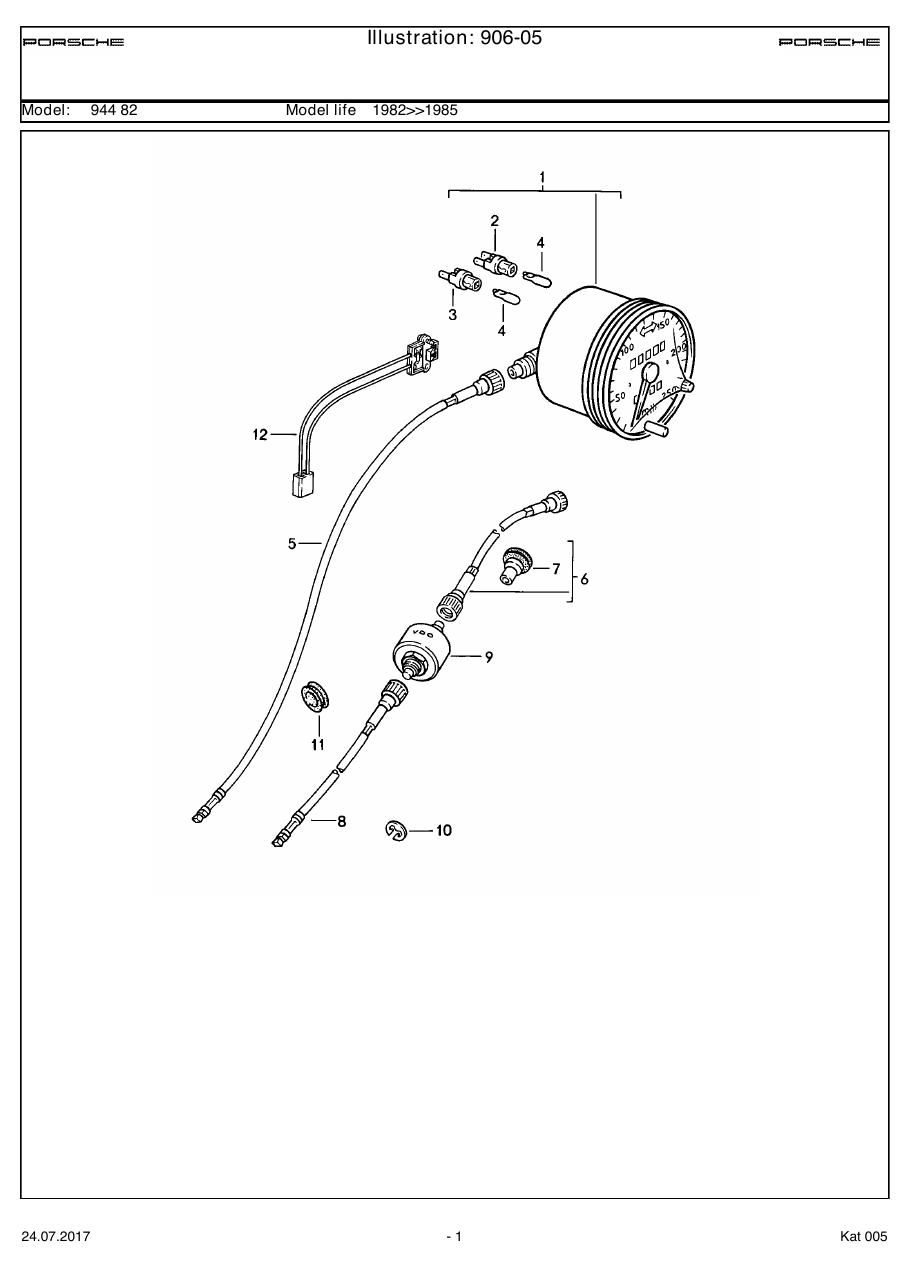 Exploded parts diagram — Speedometer