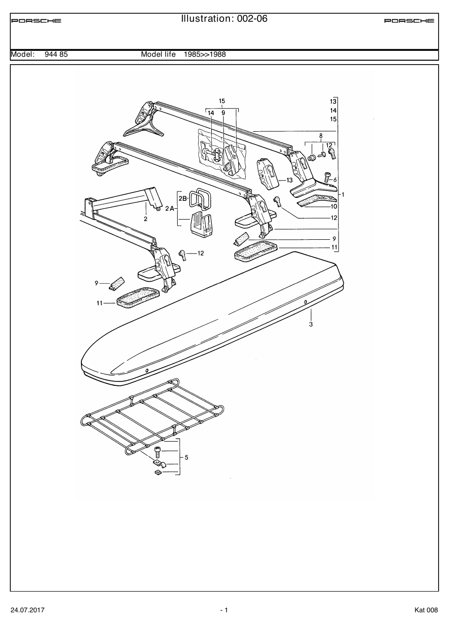 Exploded parts diagram — Roof transport system