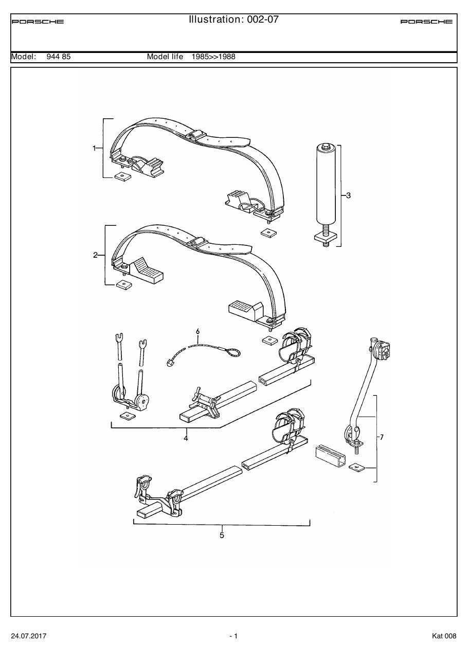 Exploded parts diagram — Roof transport system
