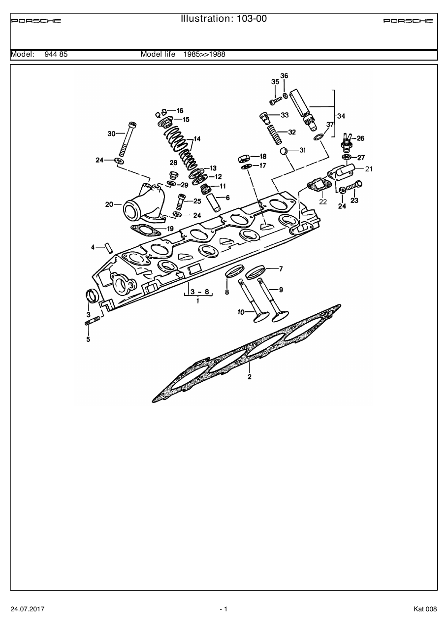 Exploded parts diagram — Cylinder head