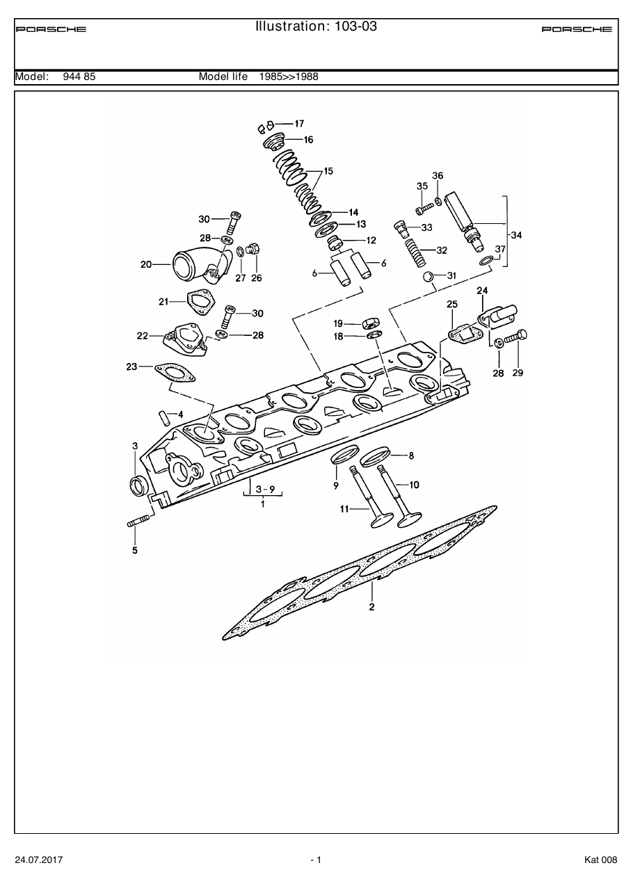 Exploded parts diagram — Cylinder head
