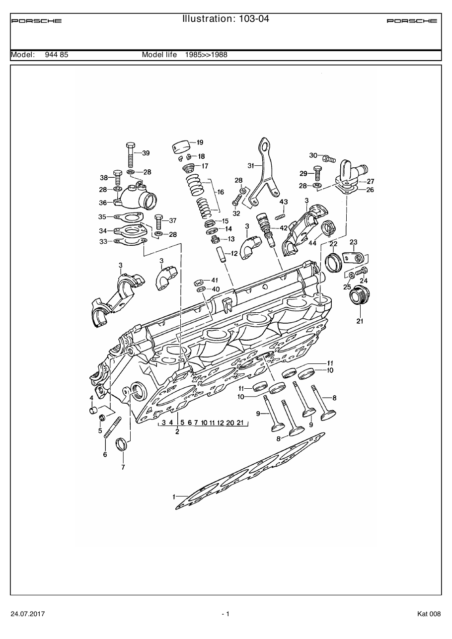 Exploded parts diagram — Cylinder head