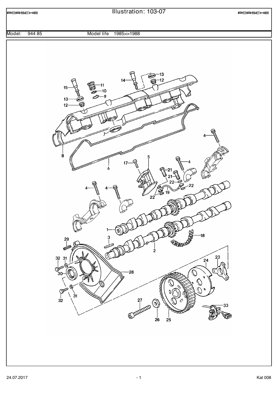 Exploded parts diagram — Camshaft
