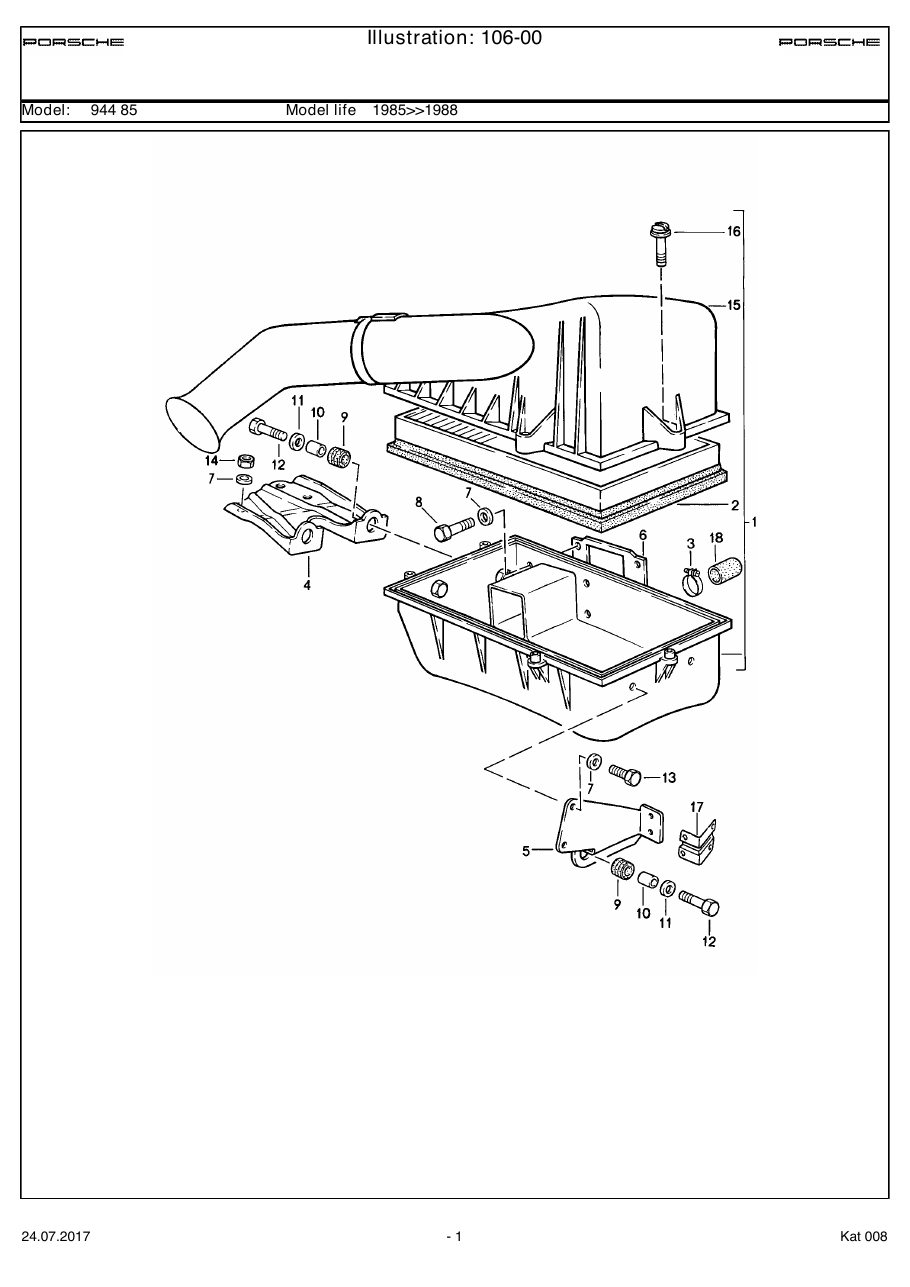 Exploded parts diagram — Air cleaner system