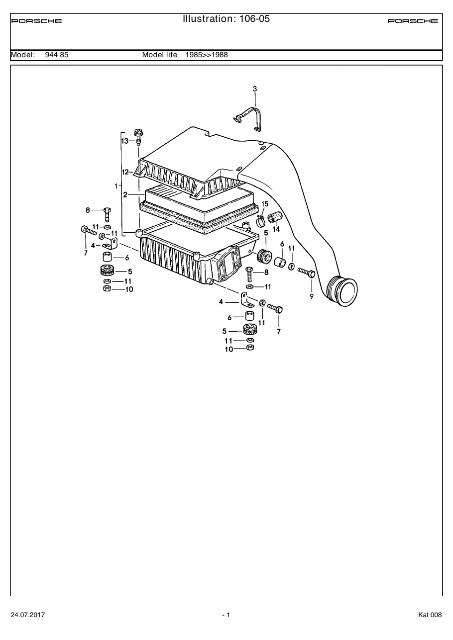 Exploded parts diagram — Air cleaner system