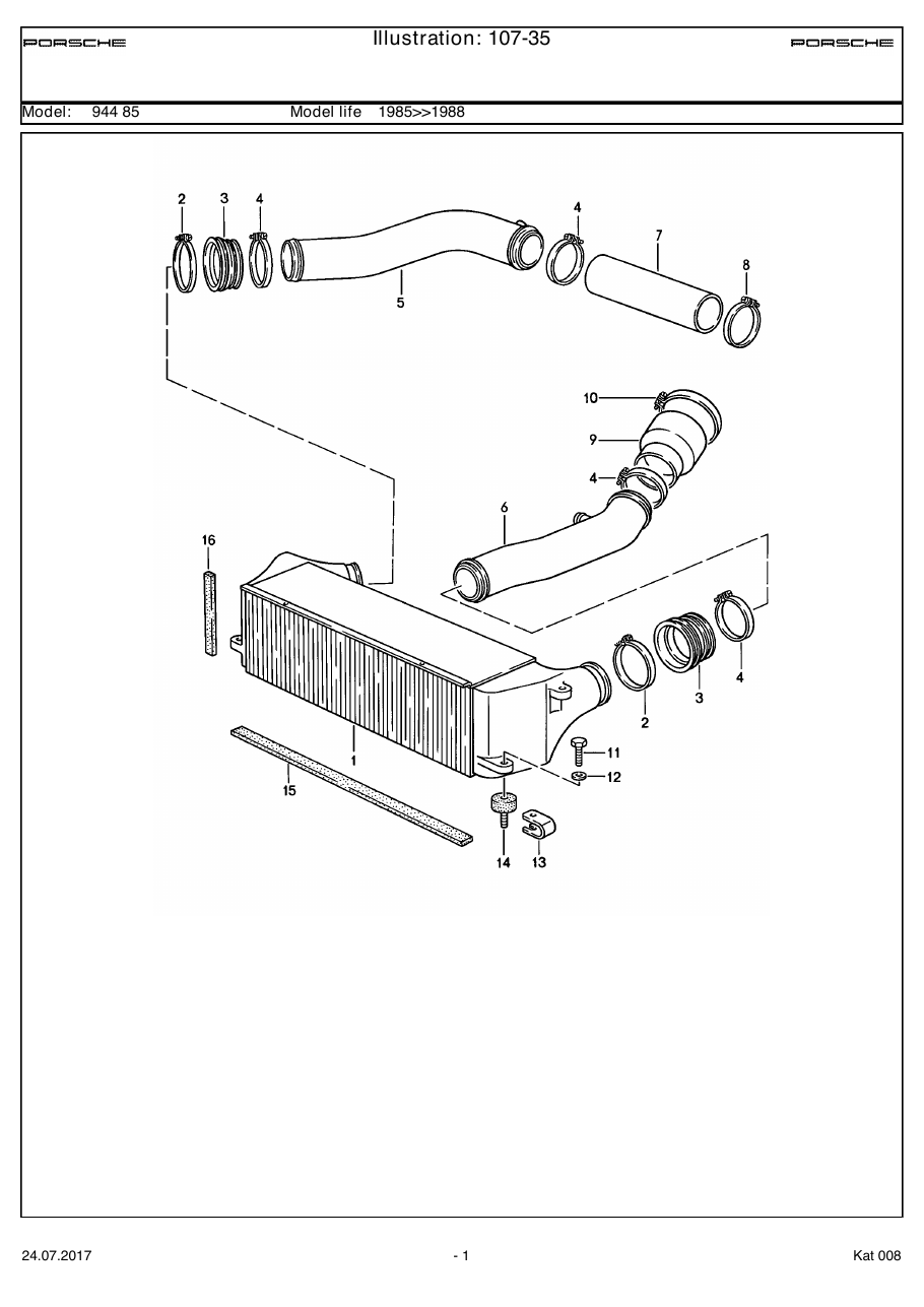 Exploded parts diagram — Charge air cooler