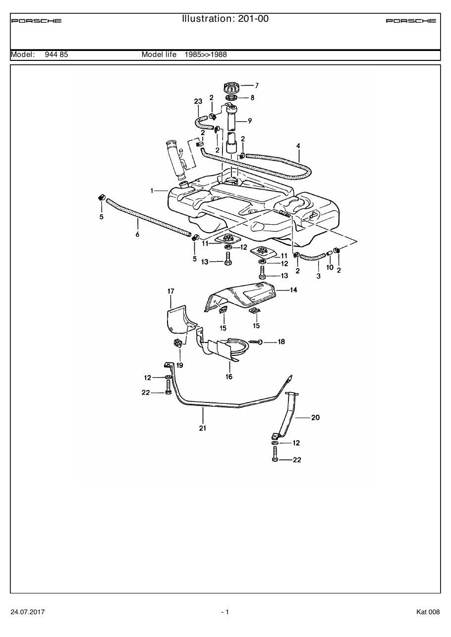 Exploded parts diagram — Fuel tank