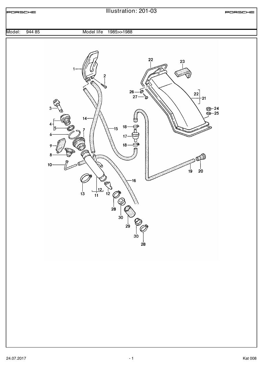 Exploded parts diagram — Filler neck