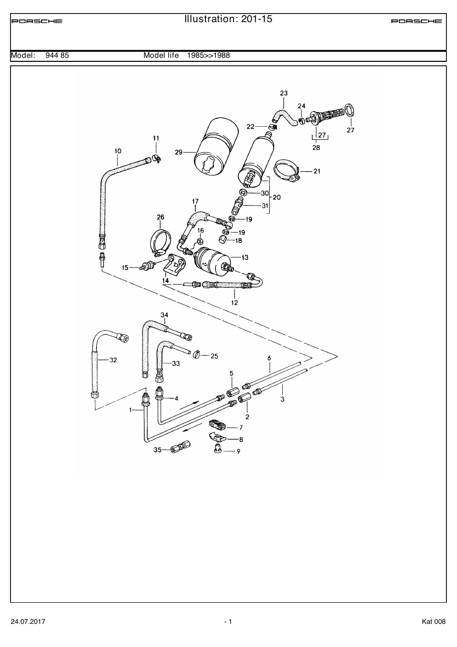 Exploded parts diagram — Fuel system