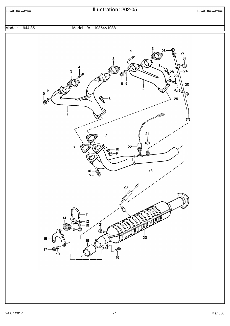 Exploded parts diagram — Exhaust system
