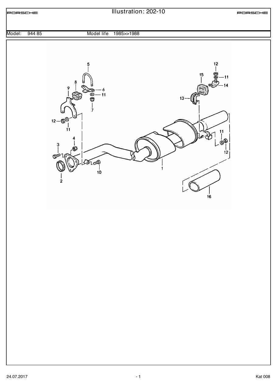Exploded parts diagram — Exhaust system
