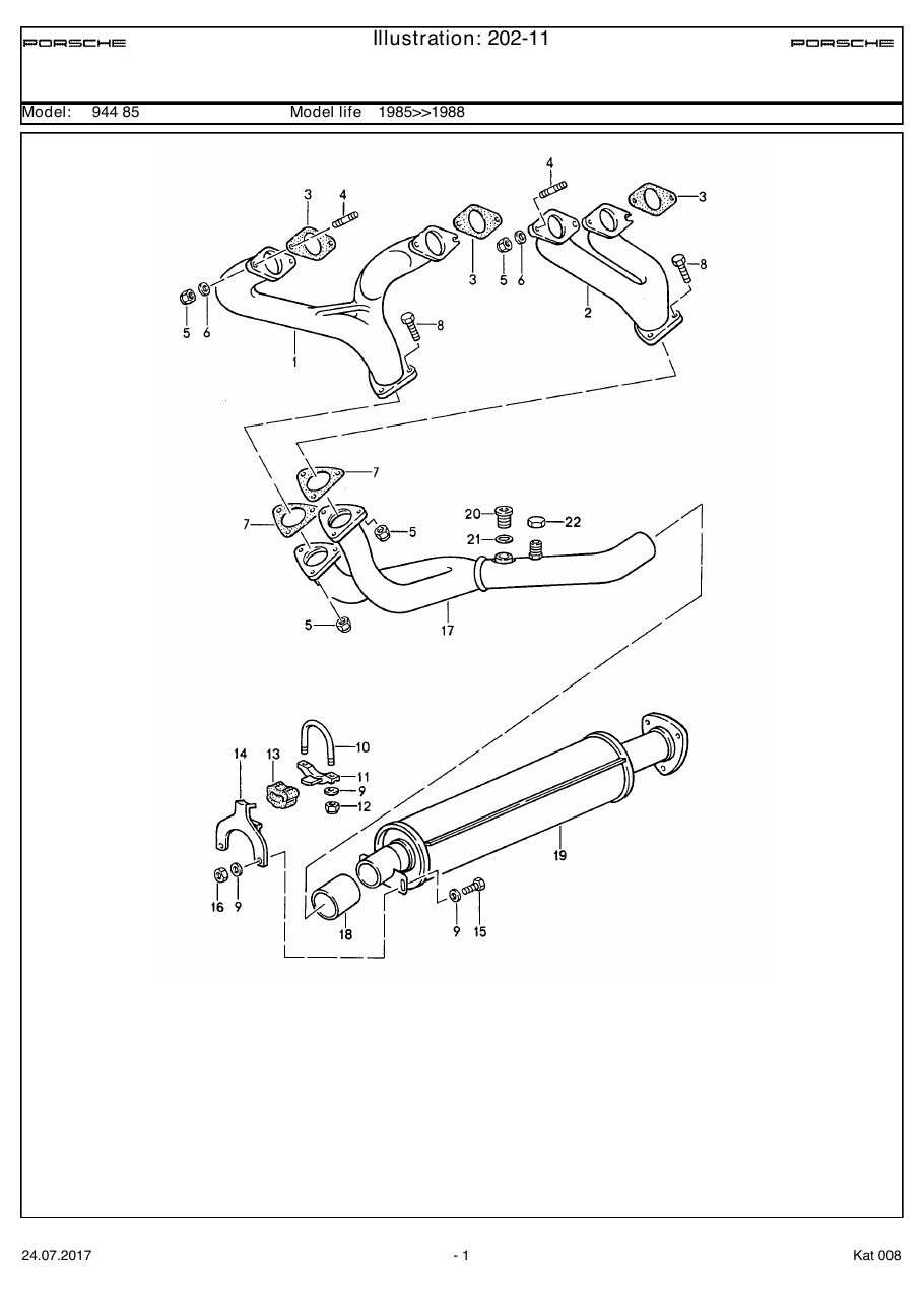 Exploded parts diagram — Exhaust system