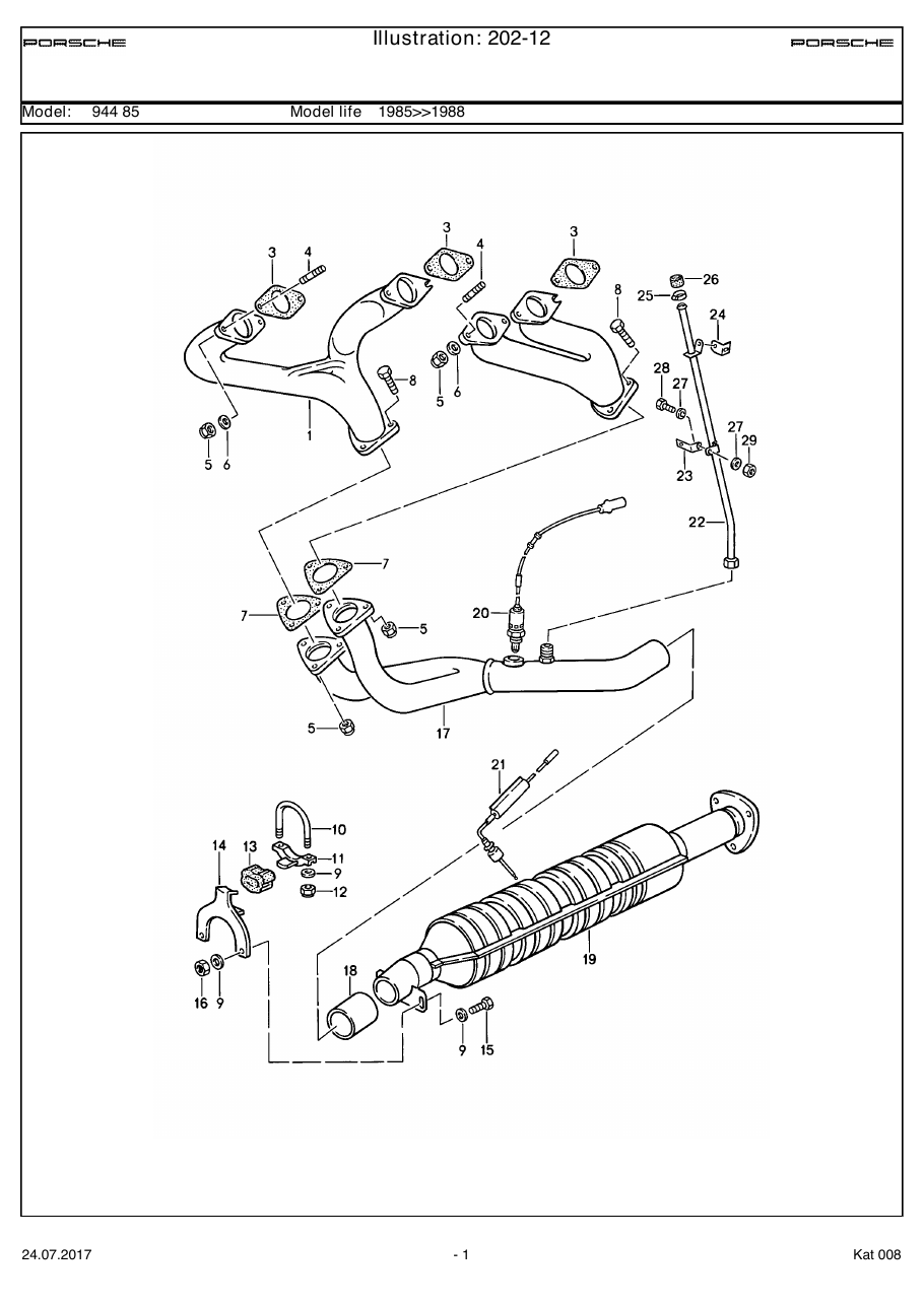 Exploded parts diagram — Exhaust system