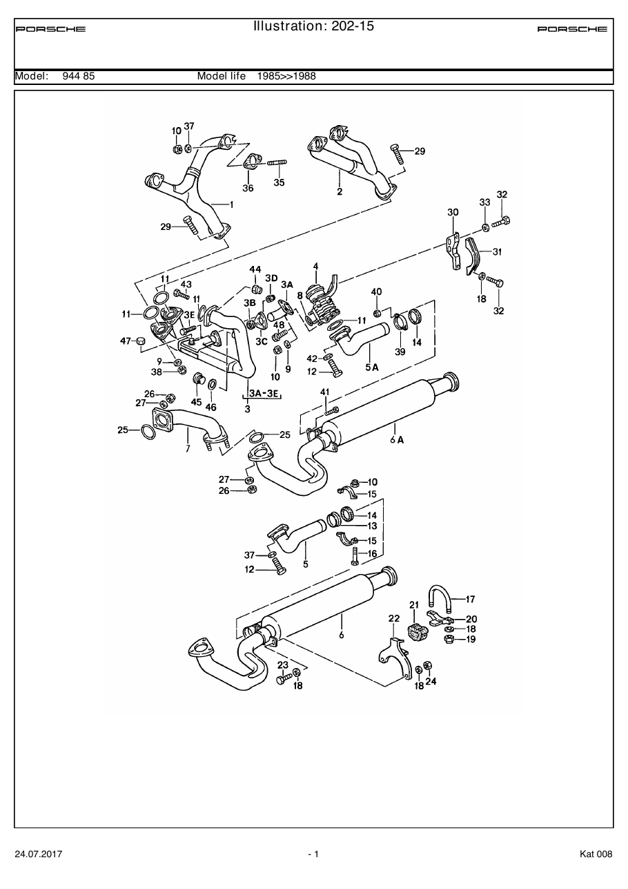 Exploded parts diagram — Exhaust system