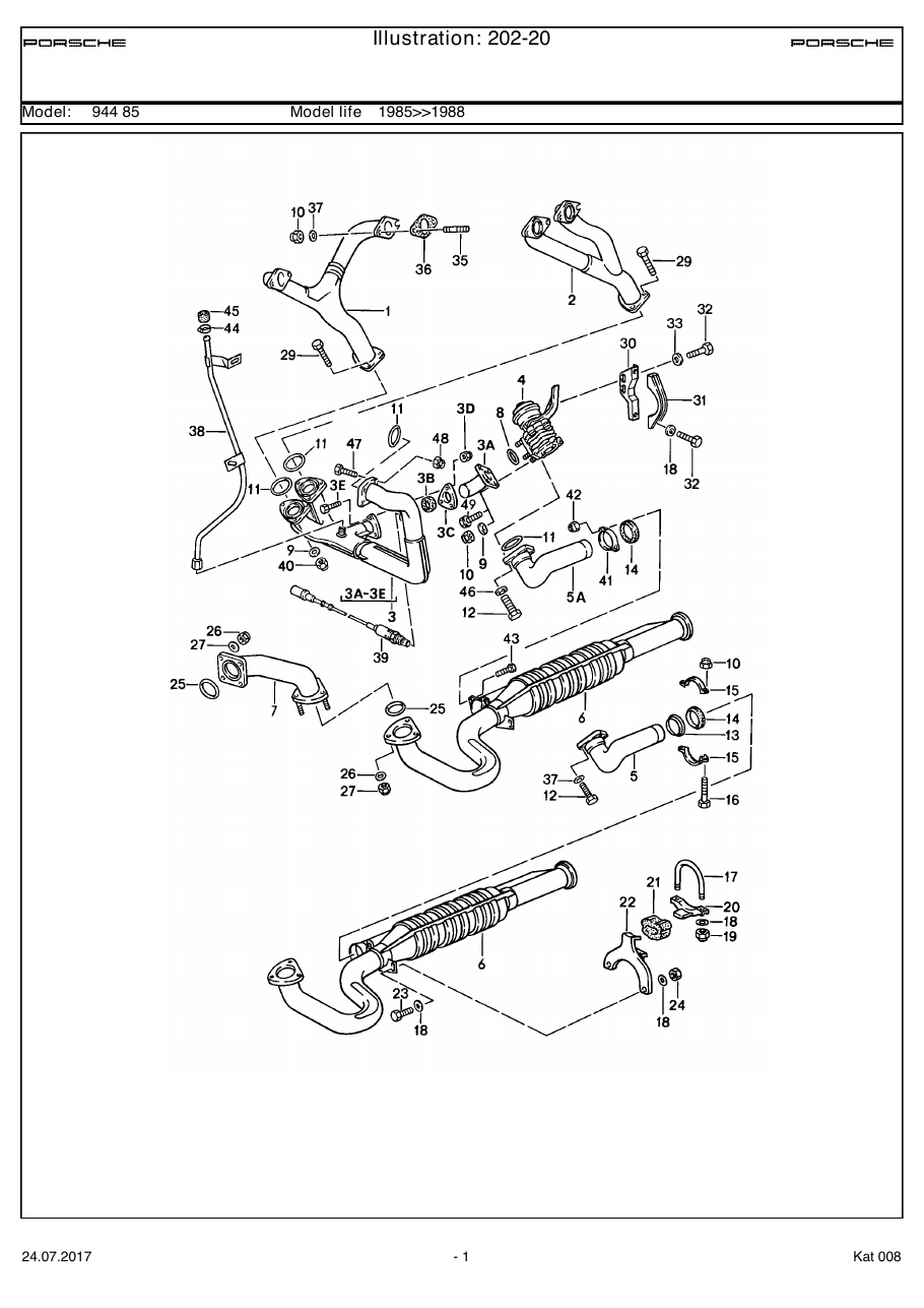 Exploded parts diagram — Exhaust system