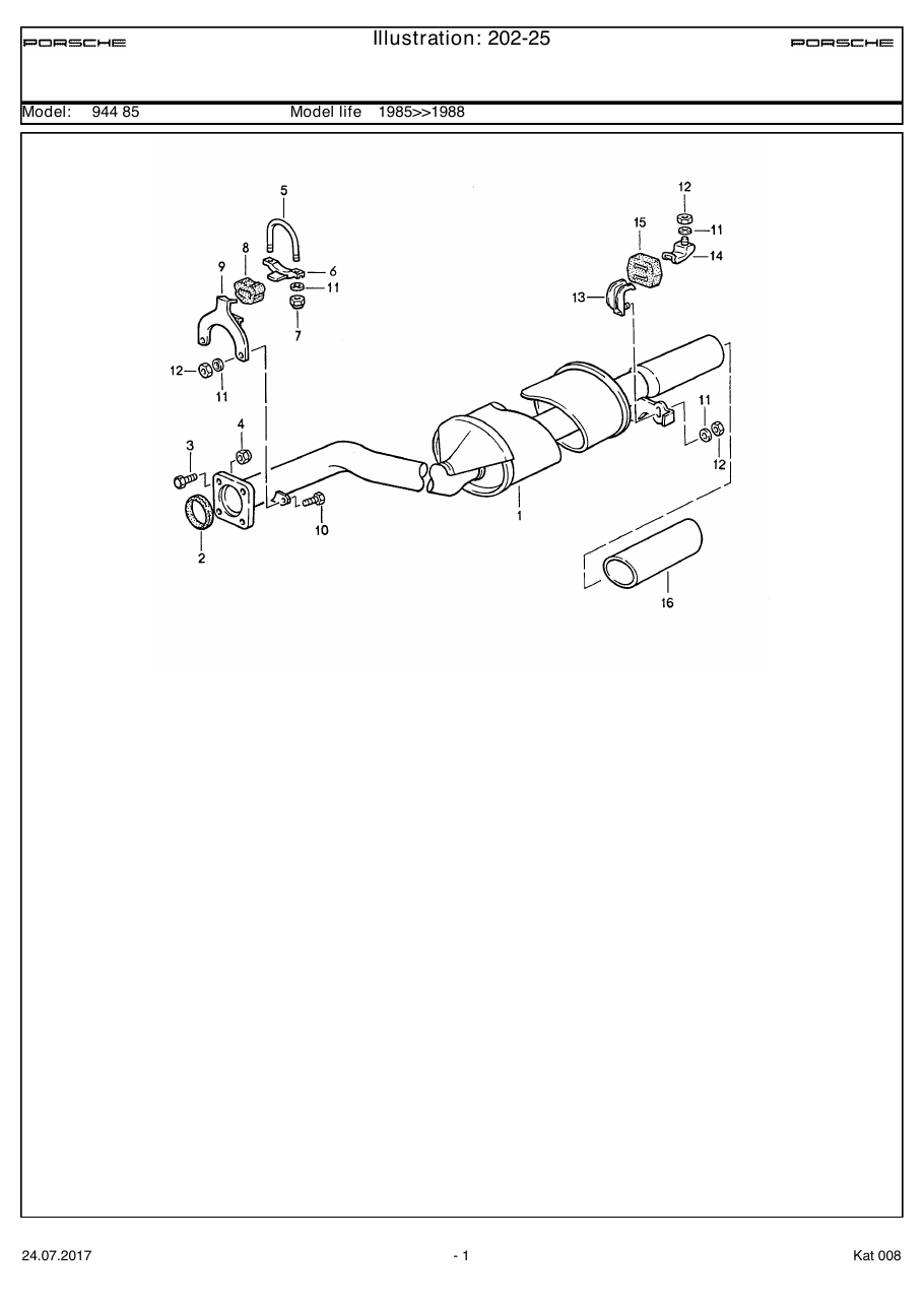 Exploded parts diagram — Exhaust system
