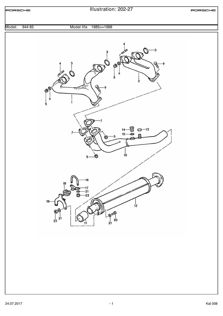 Exploded parts diagram — Exhaust system