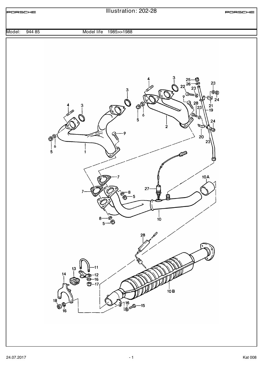 Exploded parts diagram — Exhaust system