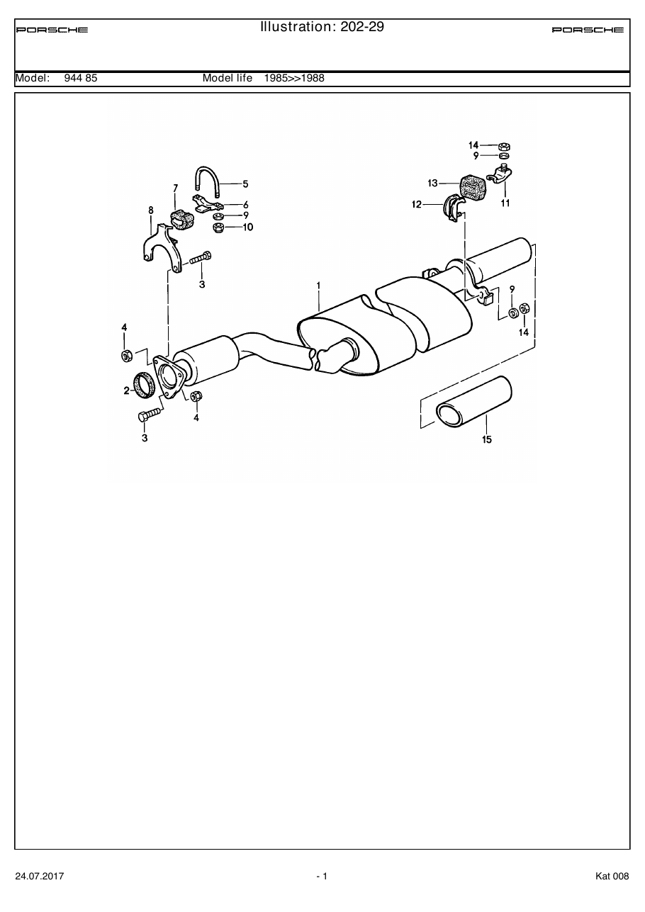 Exploded parts diagram — Exhaust system