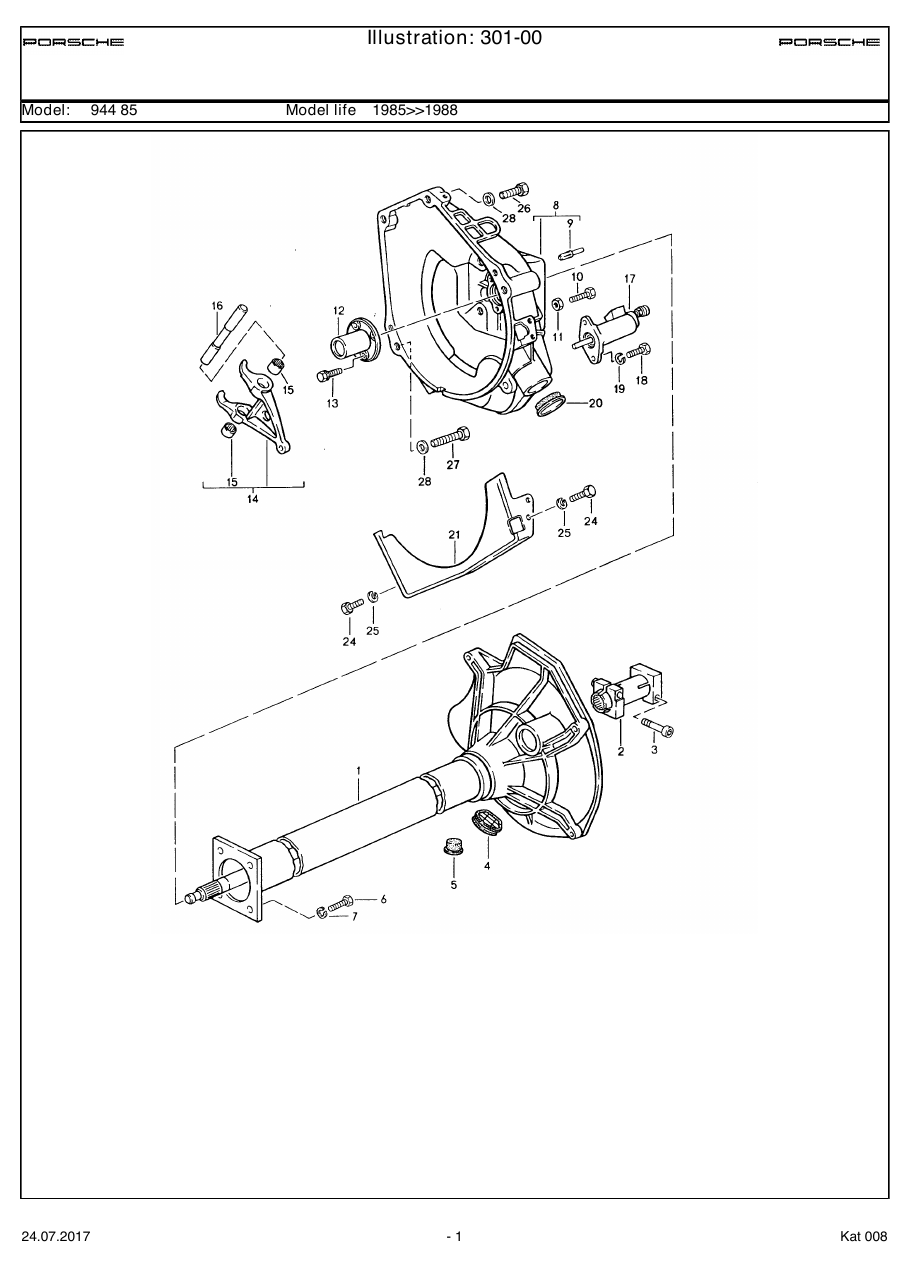 Exploded parts diagram — Central tube