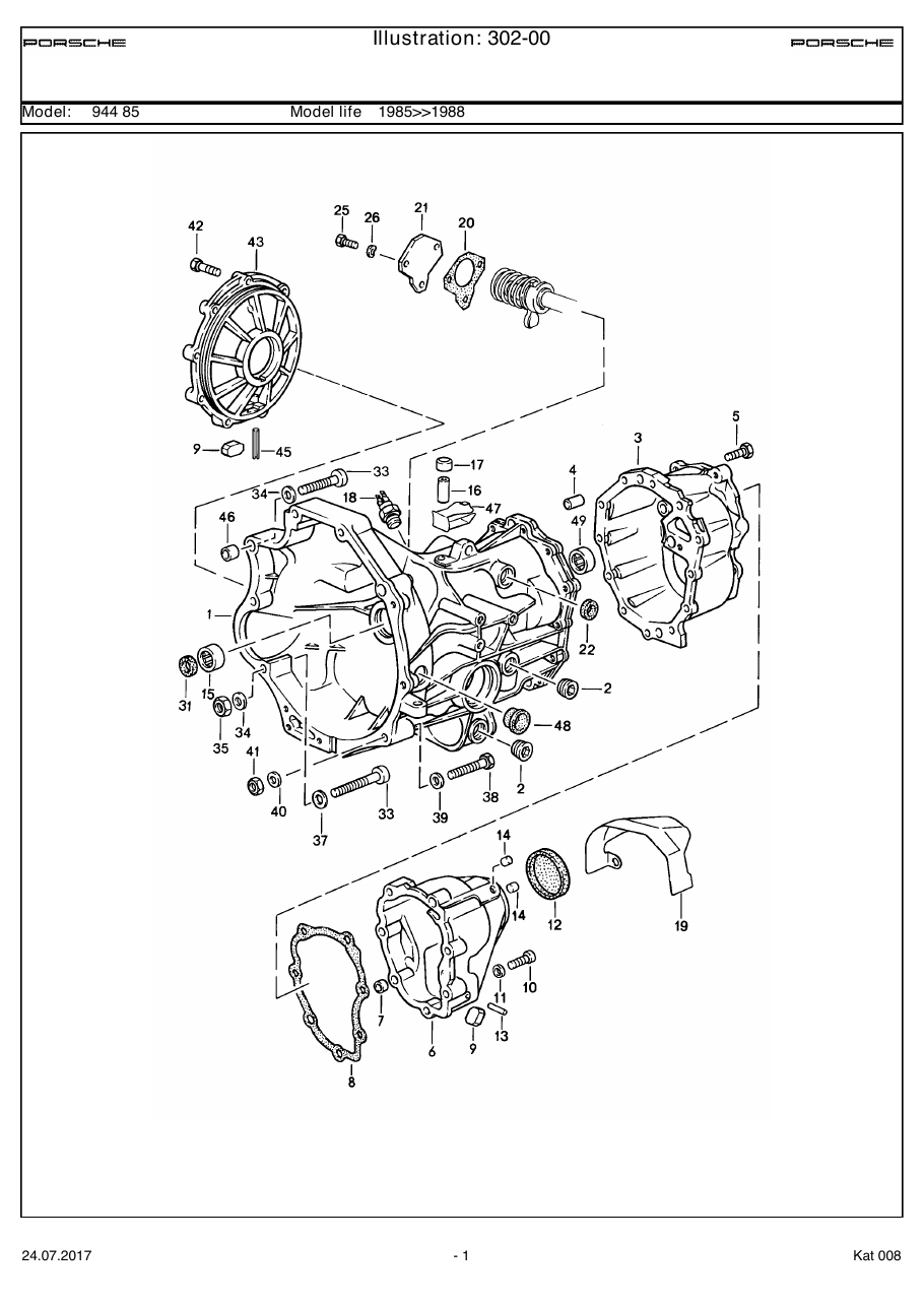 Exploded parts diagram — Replacement transmission