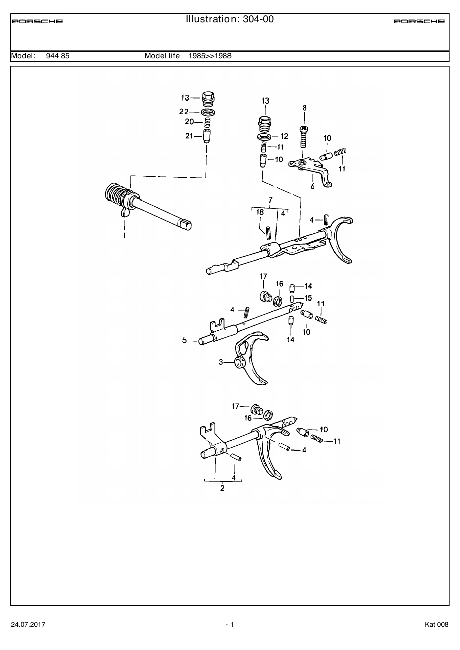 Exploded parts diagram — Transmission control