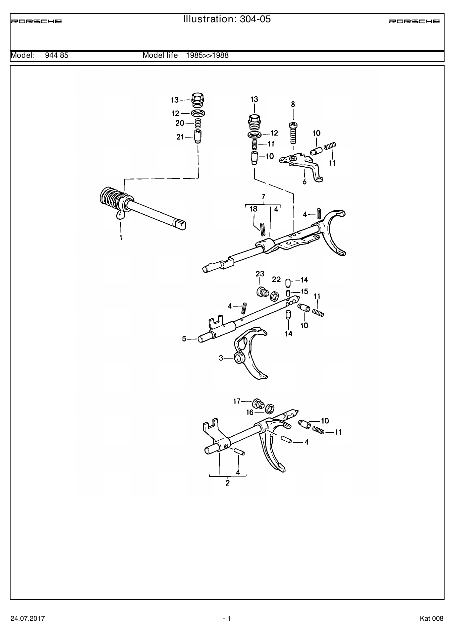 Exploded parts diagram — Transmission control