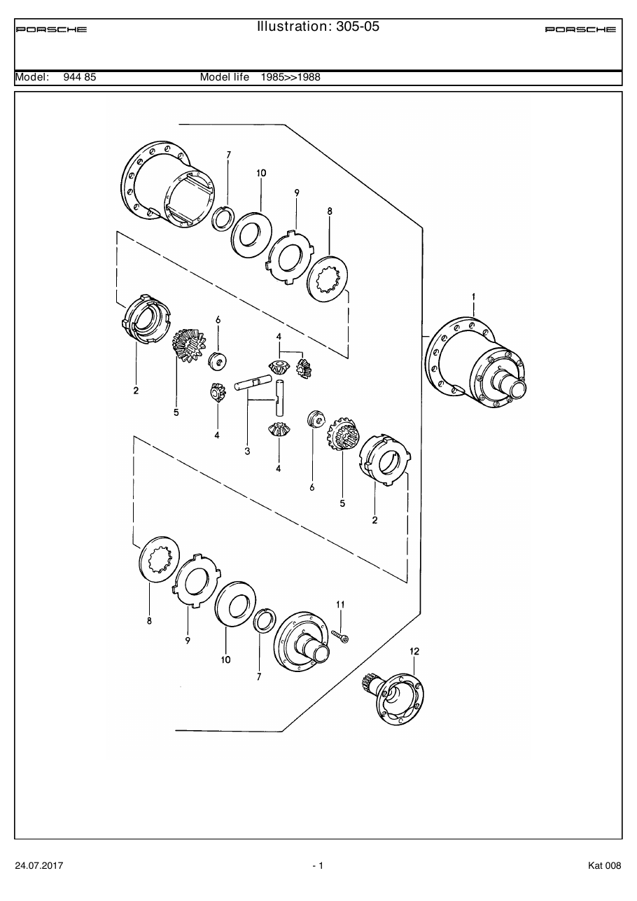 Exploded parts diagram — Limited-slip differential