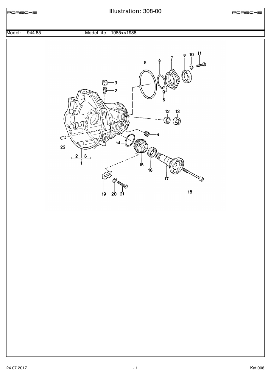 Exploded parts diagram — Replacement transmission