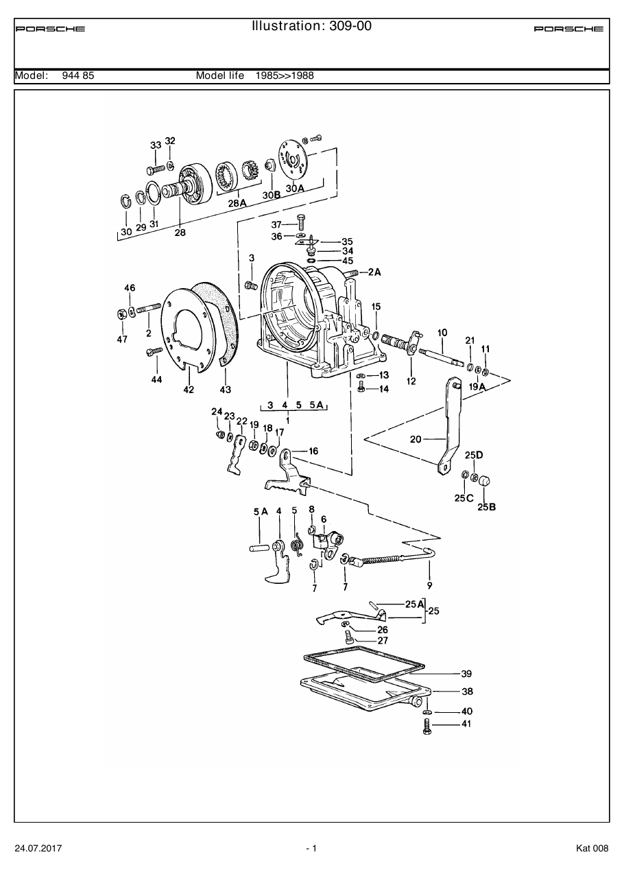 Exploded parts diagram — Transmission case