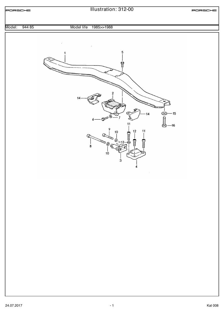 Exploded parts diagram — Transmission suspension