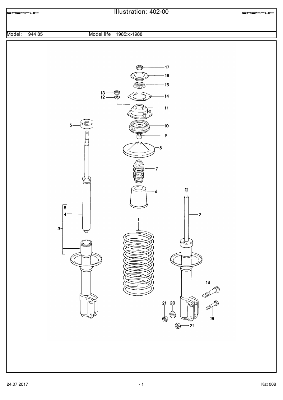 Exploded parts diagram — Shock absorber