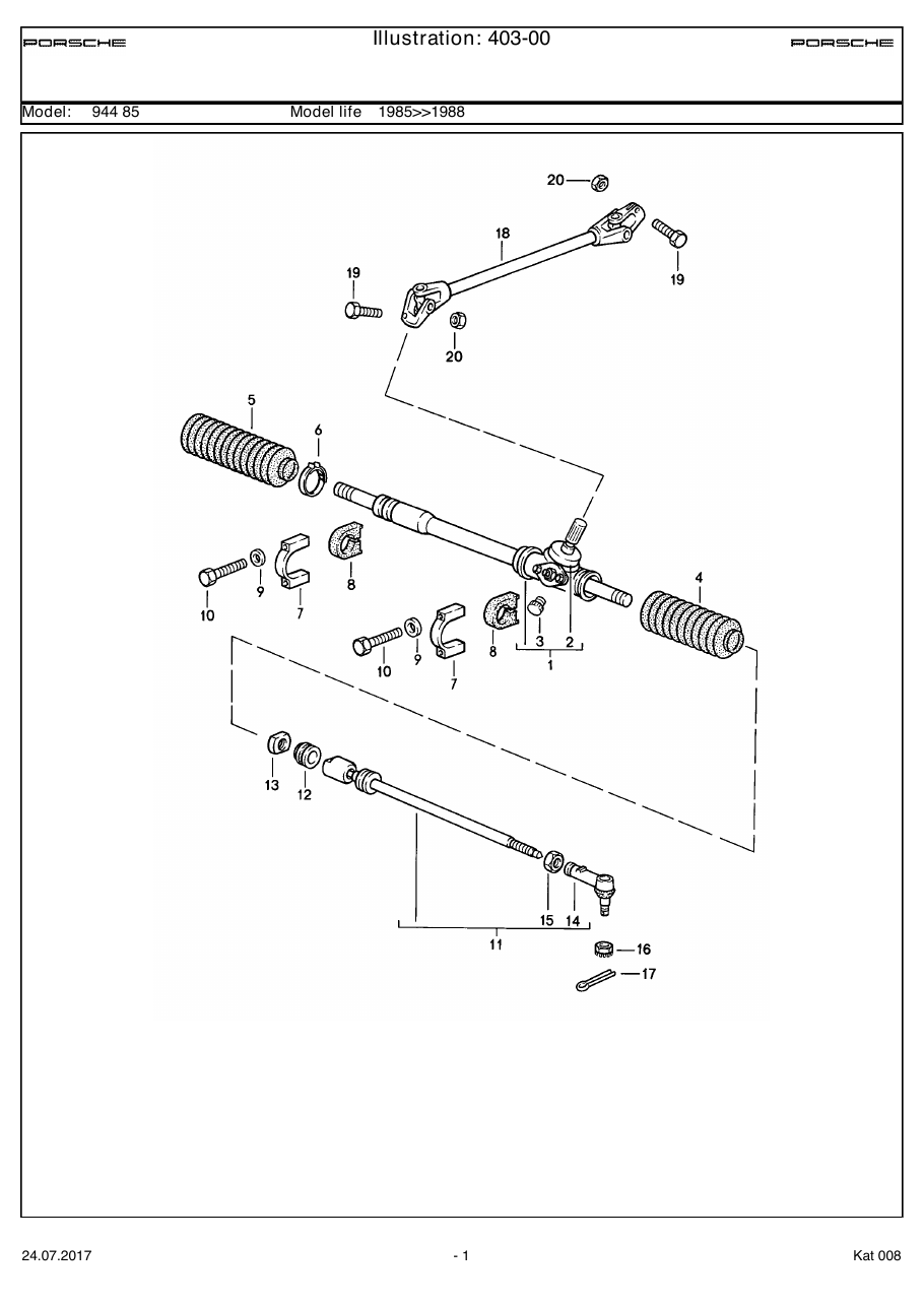 Exploded parts diagram — Steering gear
