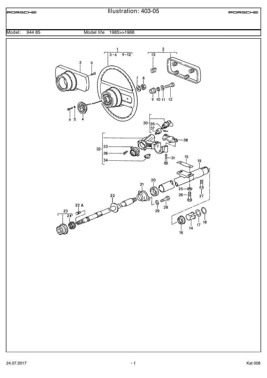 Exploded parts diagram — Steering wheels