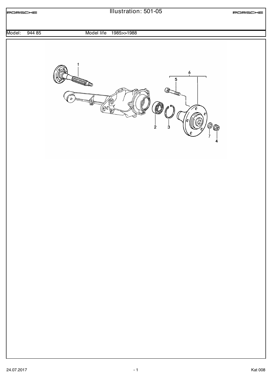 Exploded parts diagram — Rear wheel shaft