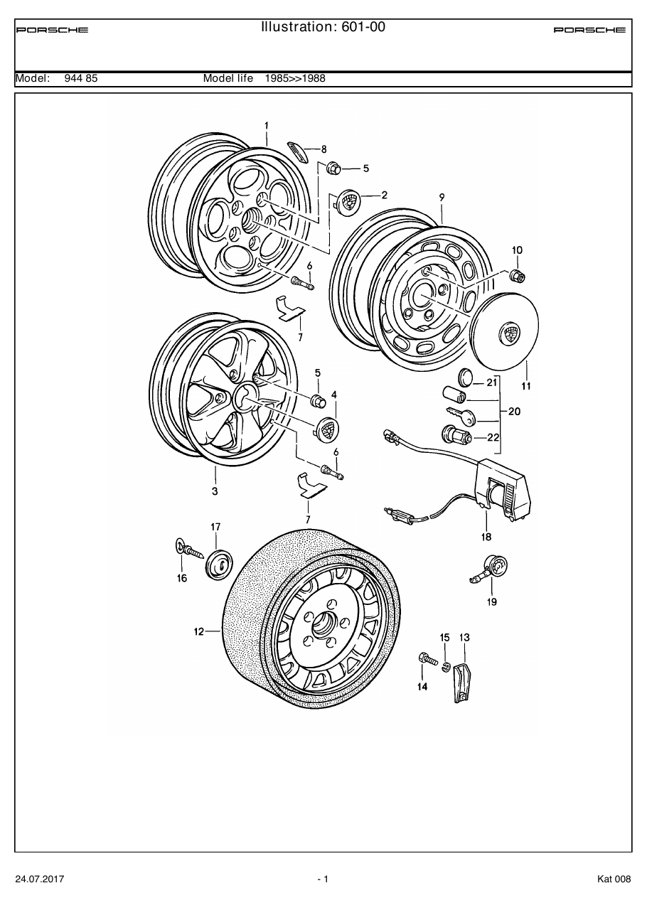 Exploded parts diagram — Disc wheel